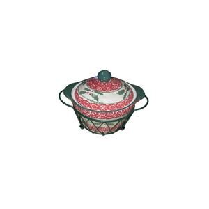 3 Piece Set Temptations Old World Holiday 1 Qt Casserole Trivet Rack 6 3/4"